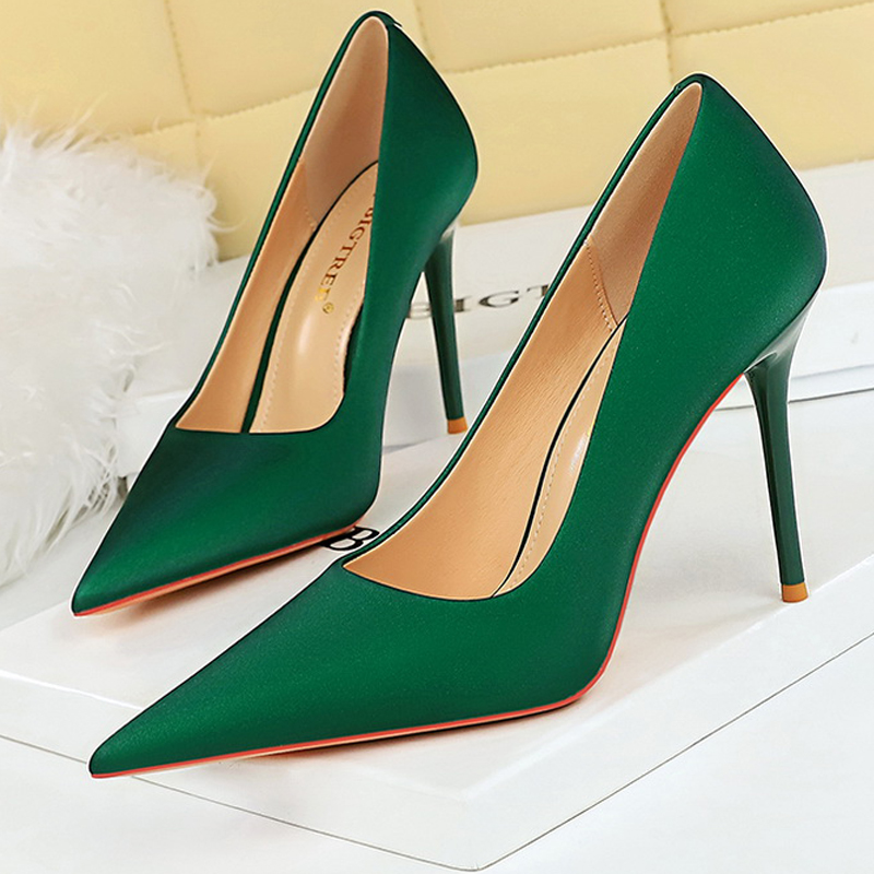 BIGTREE Shoes 2024 New Women Pumps Pointed High Heels Stilettos 10 Cm Silks Satins Ladies Heels Sexy Party Shoes Wedding Shoes