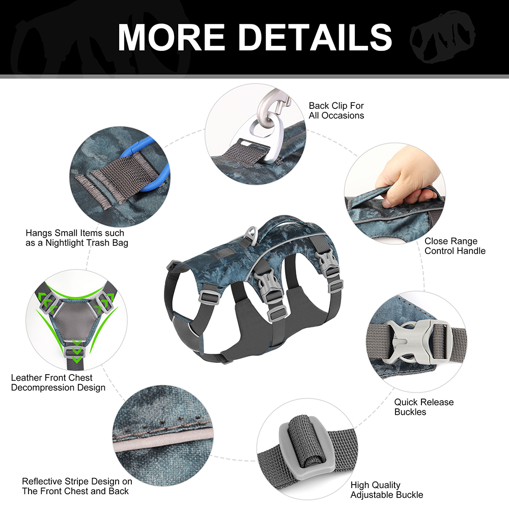 Reflective Dog Harness Adjustable Dog Harnesses Vest With Handle Durable Pet Training Walking Vest Harness for Small Medium Dogs