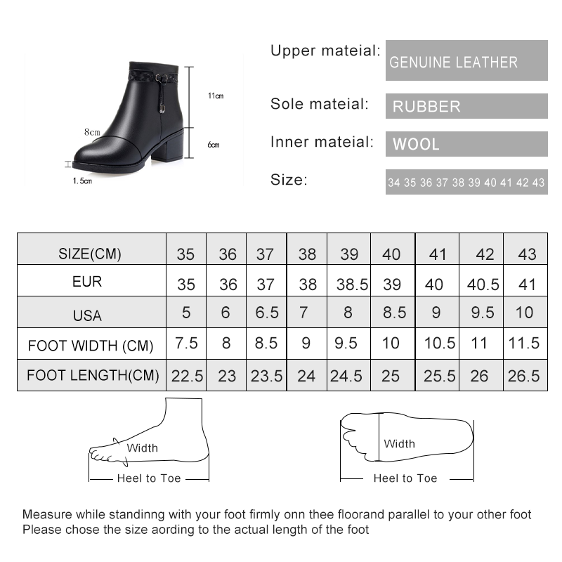 AIYUQI Women Winter Boots Non-slip 2024 Genuine Leather Fashion Wool Warm Women Ankle Boots Large Size High Heels Shoes Boots
