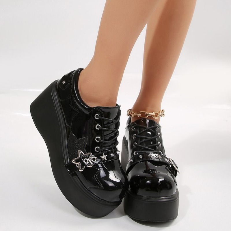 2025 new High Wedge Heels Y2k Summer Hot Star Graffiti Women on Punk Gothic Lolita Mary Jean Platform Shoes 9e41