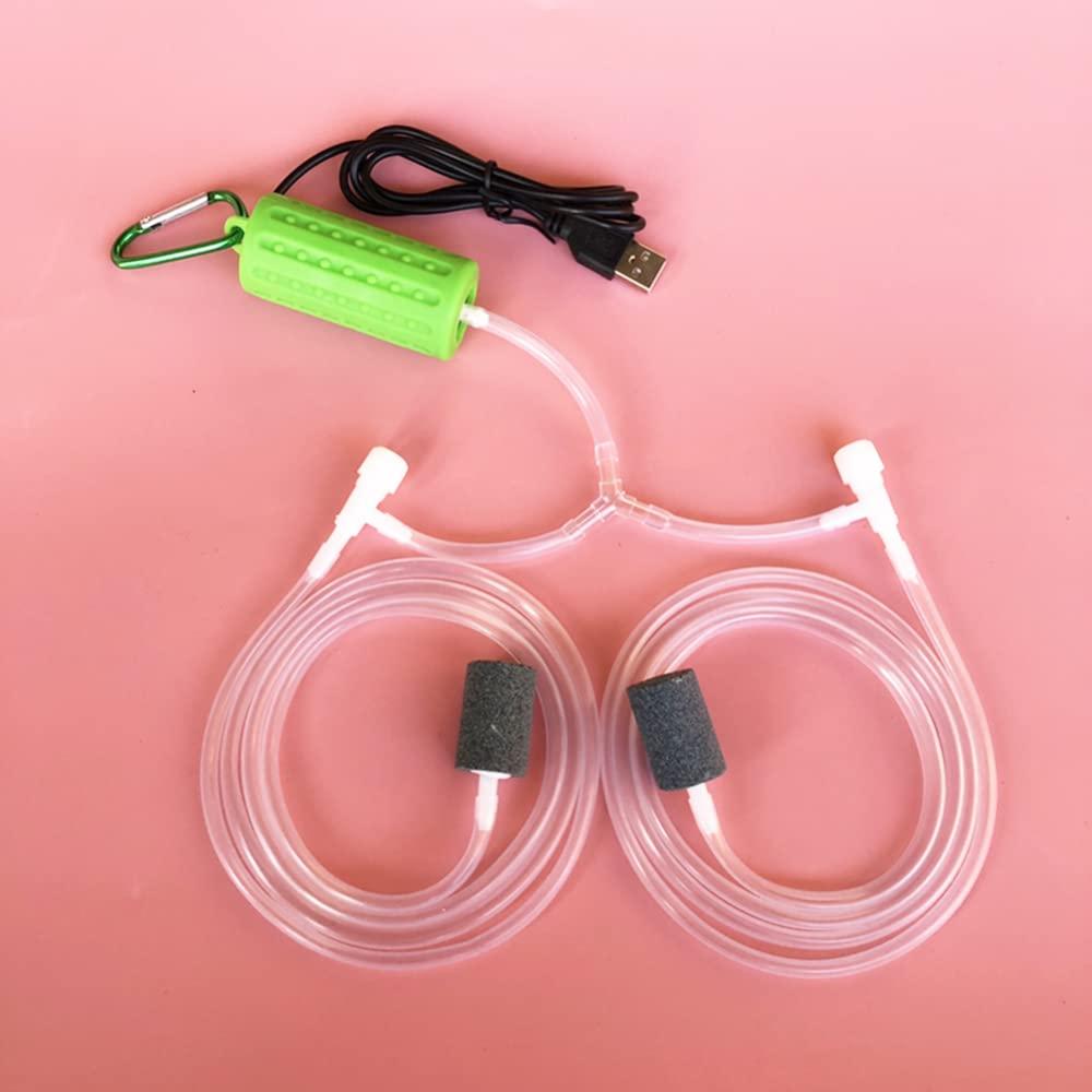 USB Fish Oxygen Air Pump Aquarium Quiet Oxygen Pump Portable Mini USB Aquarium Air Pump With Double Air Stone for Fish Tank