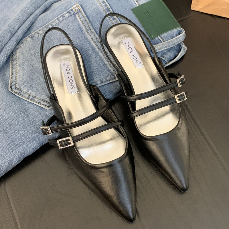 Pointed Fashion Toe Ladies Flat With 2024 Designer Shallow Women Flats Shoes Female Casual Sgback Sandals Slides adb7 s