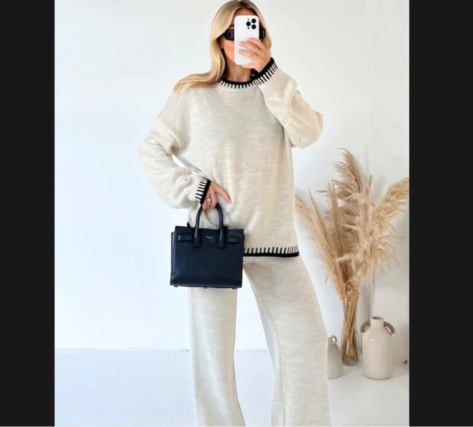 Fasion set weaters Winter Sweater women Knitwear pants Knitted 240903