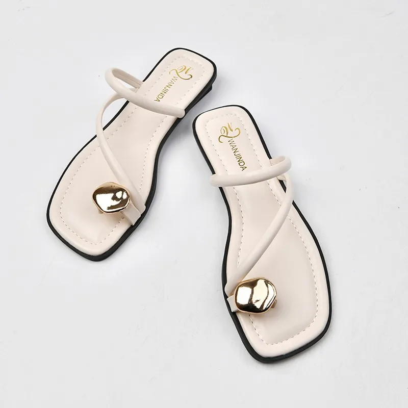 Summer Slippers: Women's Elegant Toe Clip Sandals, Fashionable Narrow Band Slides, Ladies Casual Outdoor hot Flats, Beach Flip Flops