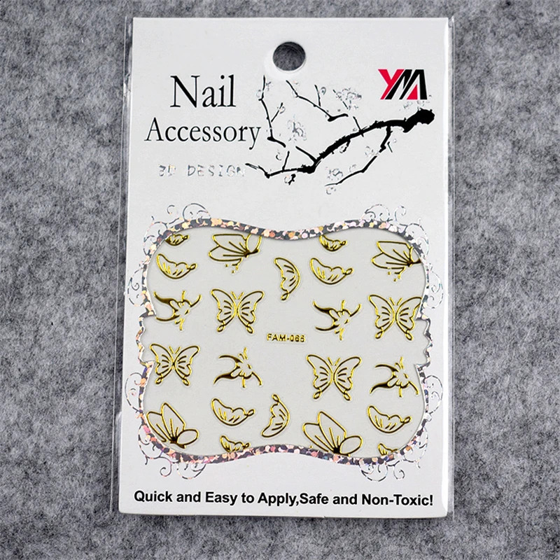 Waterproof and durable nail stickers 3D animal and plant stickers ink nail stickers butterfly star pattern nail stickers 240903