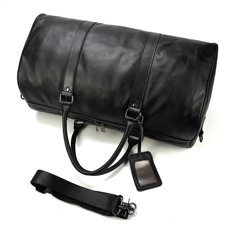 Natural denim travel waterproof leather overnight airplane lage handbag mens weekend business bag 55cm dh4623024