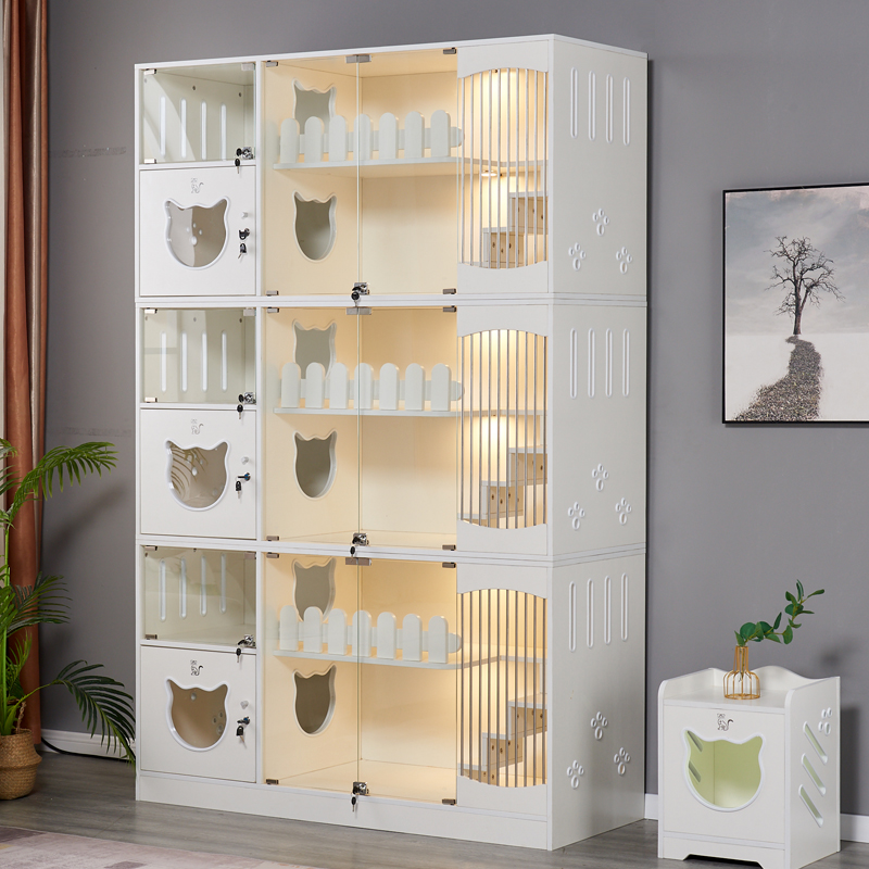Cat Accessories Katzen Breathable Breeding Cat home for Kitten Cats Large Space Solid wood Cage House