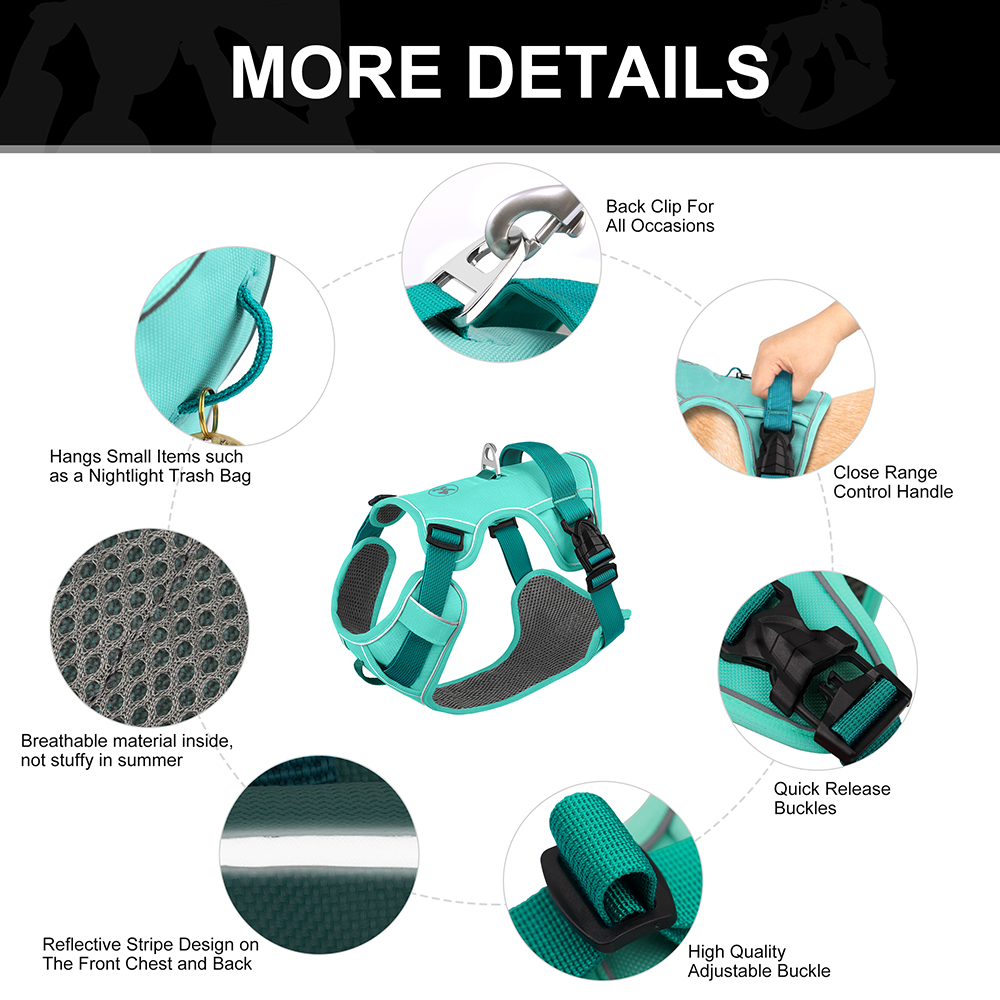 Mesh Breathable Dog Harness Nylon Reflective Dog Harnesses Vest Durable Pet Training Vest Adjustable for Small Medium Large Dogs