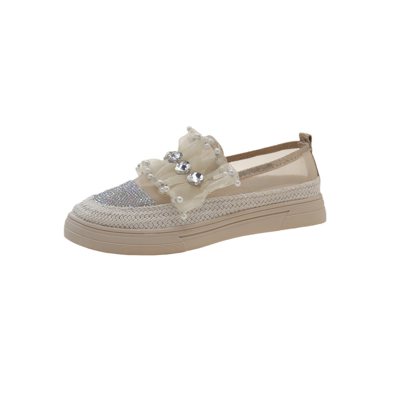 Women's Korean version versatile flat bottomed one foot fisherman shoes with mesh breathable single shoes