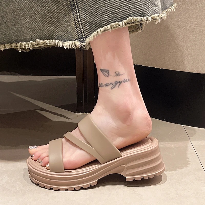 Platform Sandals Women's - Comfortable Hot Summer Beach Shoes, Flat Fashion Slippers - Shoes,