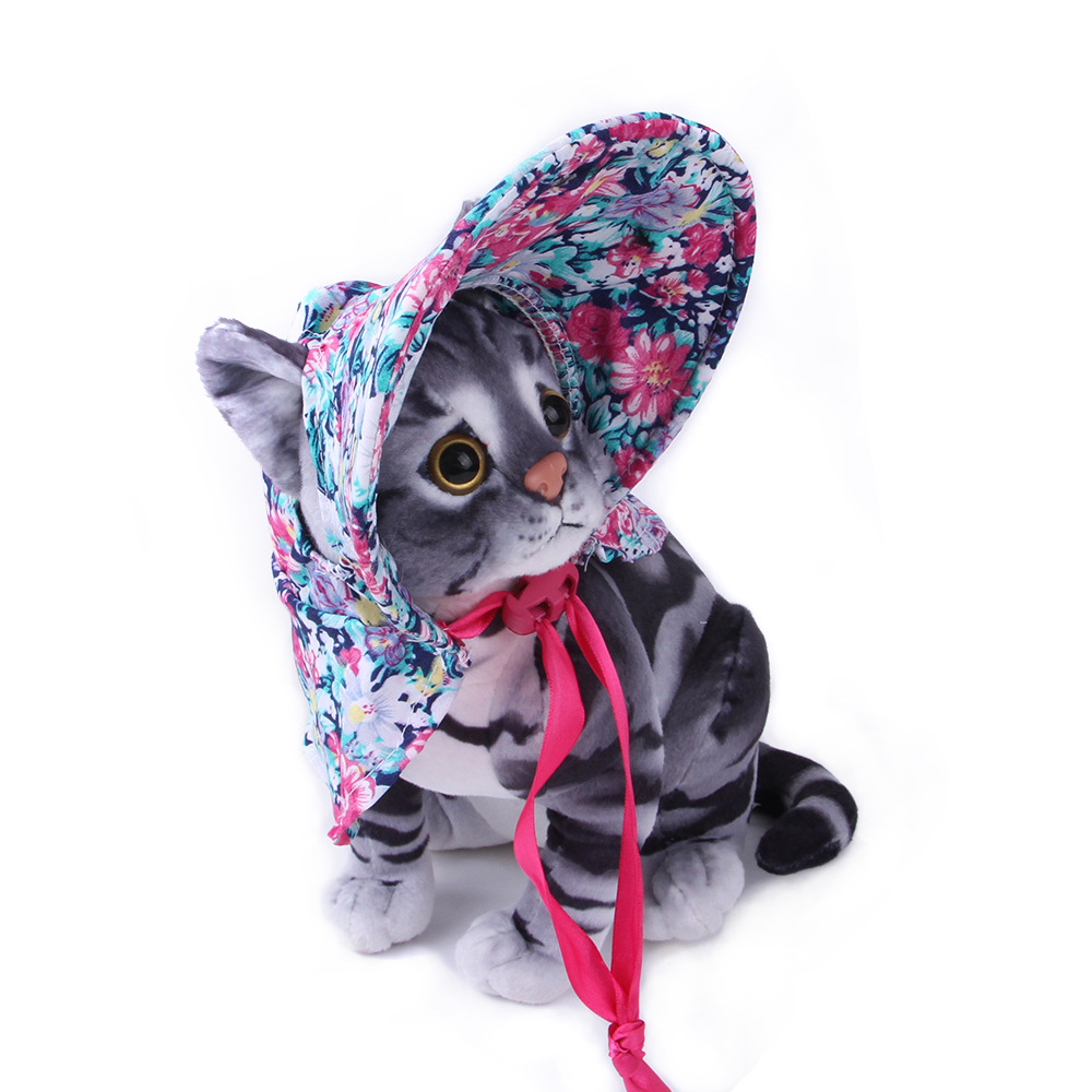 Pet Floral Hat, Cute Cat and Dog Retro Hat Shade Tie Floral Pet Dress Up Hat Soft & Comfortable for Small and Medium Dogs Cats