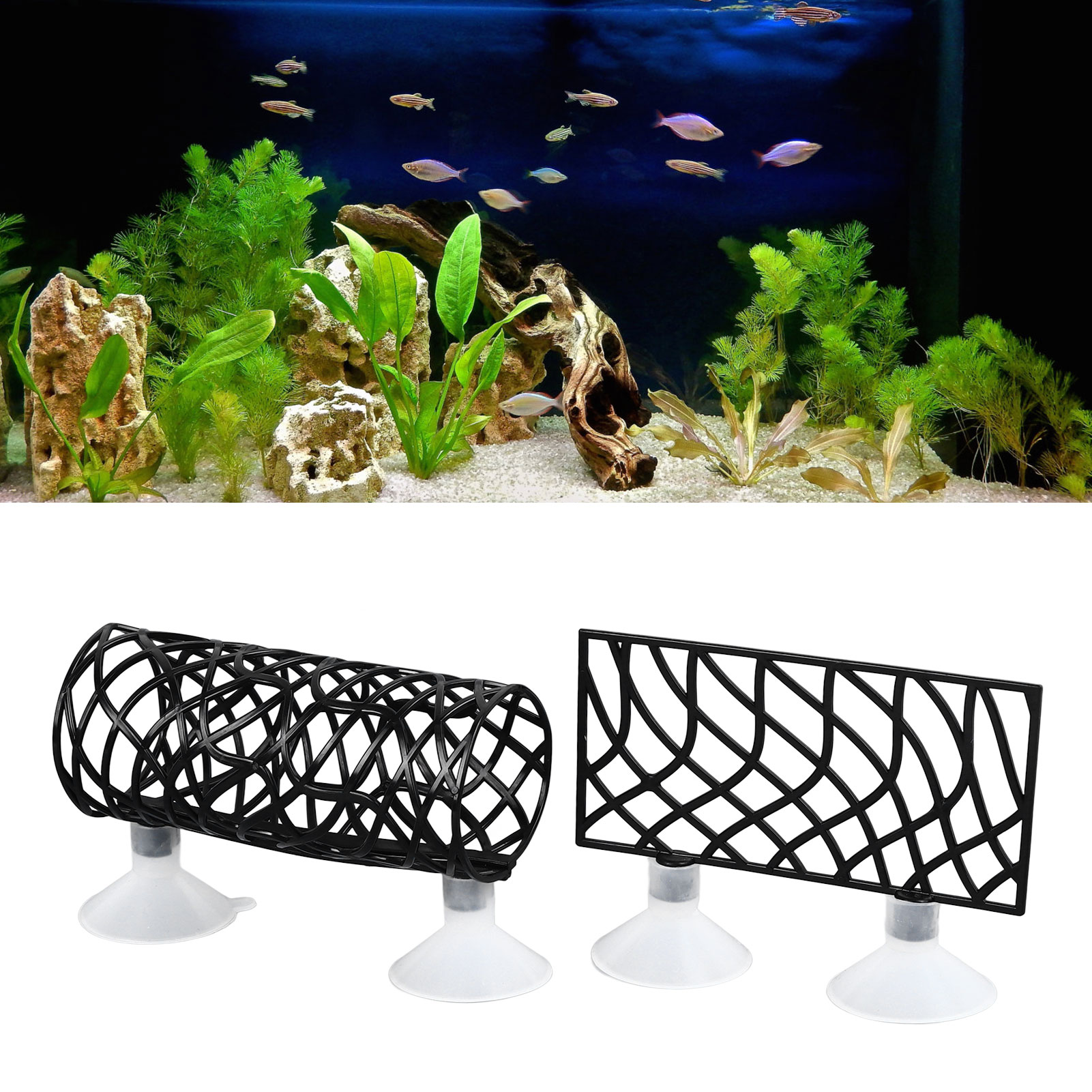 Fish Bed Tunnel Small Hole Hollow Fish Hideout Resting Tube with Suction Cup for Fish Aquarium Fish Bed Tunnel Cave