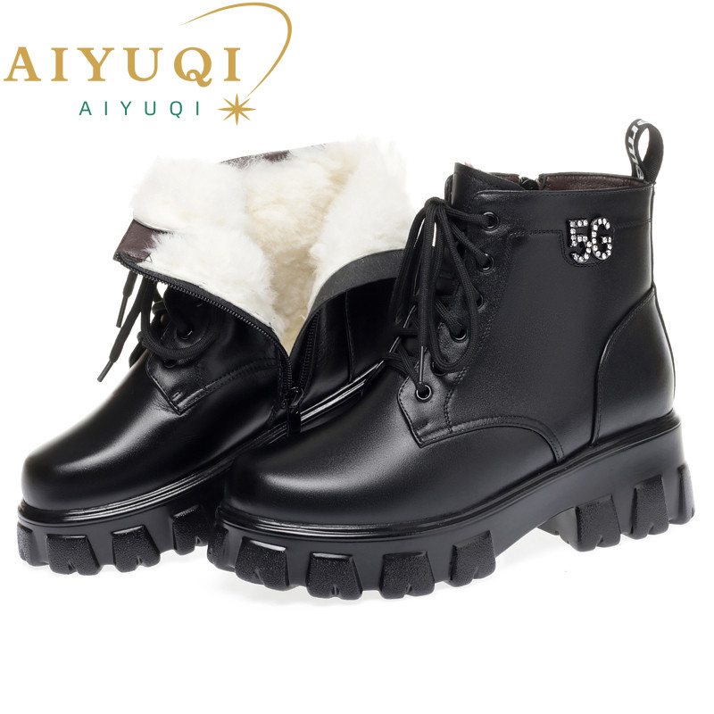 AIYUQI Women Ankle Boots Genuine Leather 2024 New Fashion Women Snow Boots Large Size Casual Women Winter Shoes Boots