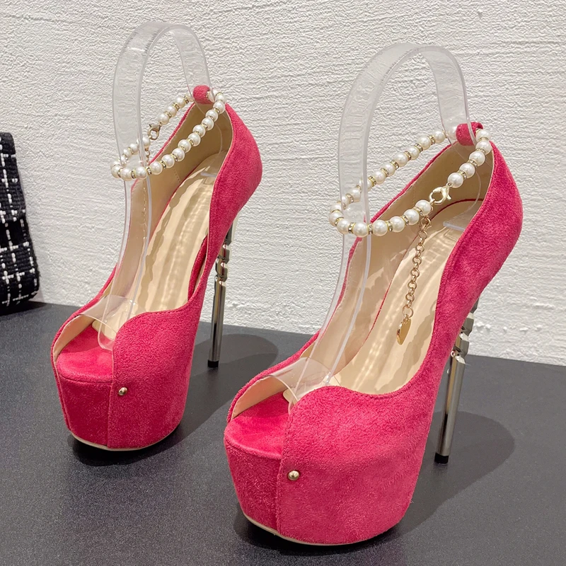 2025 new Eilyken Rivet Extreme Thin High Heels Women Pumps Elegant Wedding Party Prom Shoes Platform Open Toe Buckle Strap Sandals c084