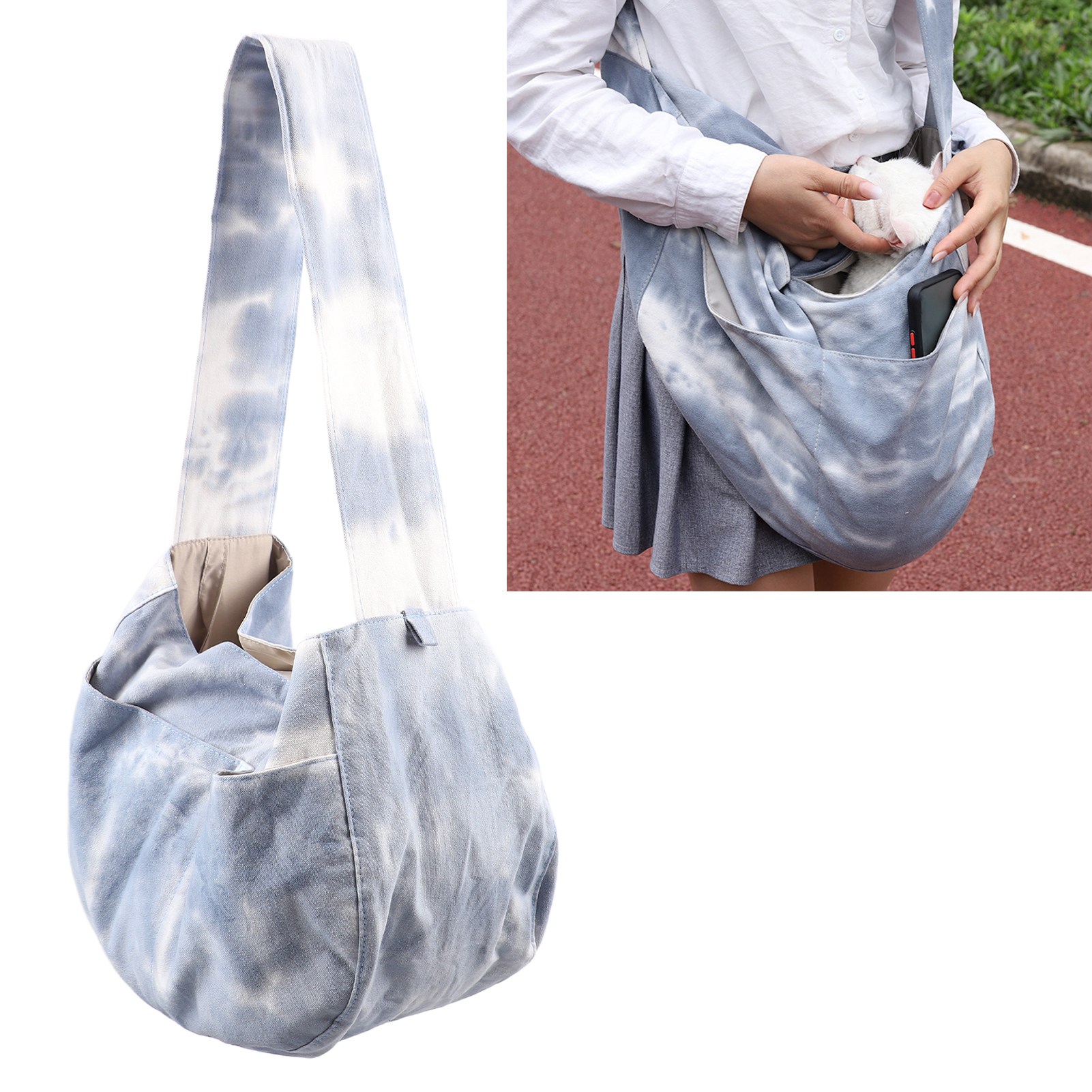 Pet Sling Carrier Breathable Safe Canvas Small Pet Shoulder Carrying Bag With Extra Pocket For Puppy Cat