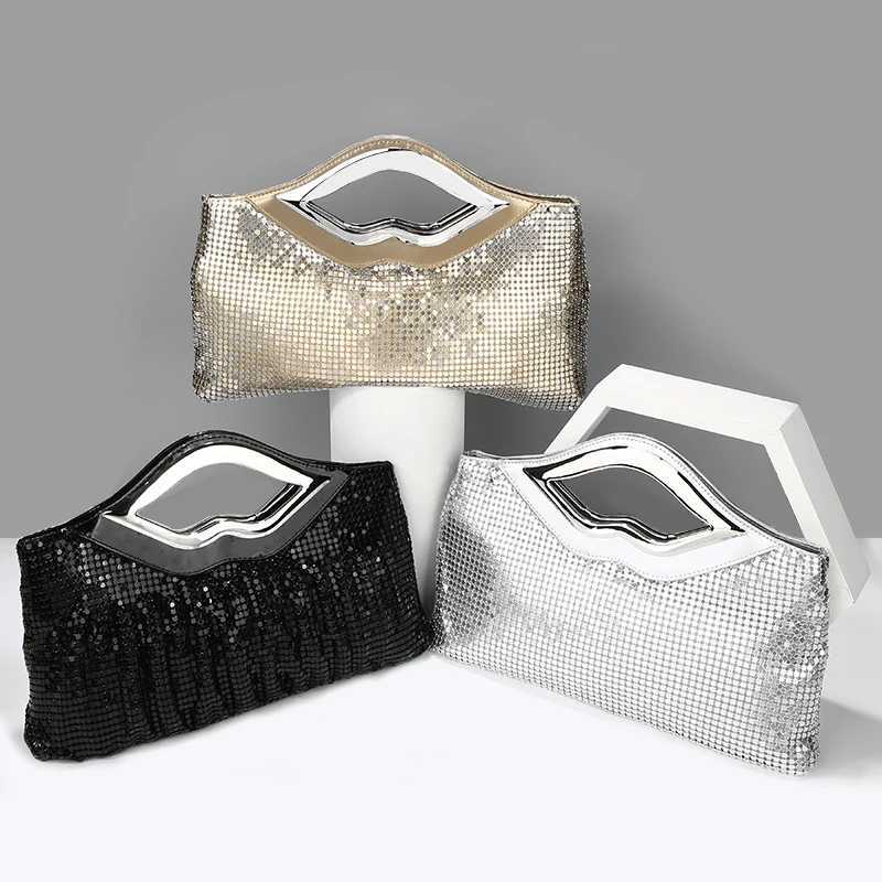 Ladiess Evening Clutch Purse and Handbag Luxury Designer Black Gold Silver Bag Sequin Shoulder Female Wedding 240903