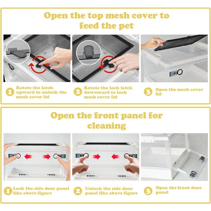 Reptiles Breeding Enclosure Cages Transparent Amphibians Habitat Box Plastic Reptile Feeding Box for Lizard Bearded Dragon