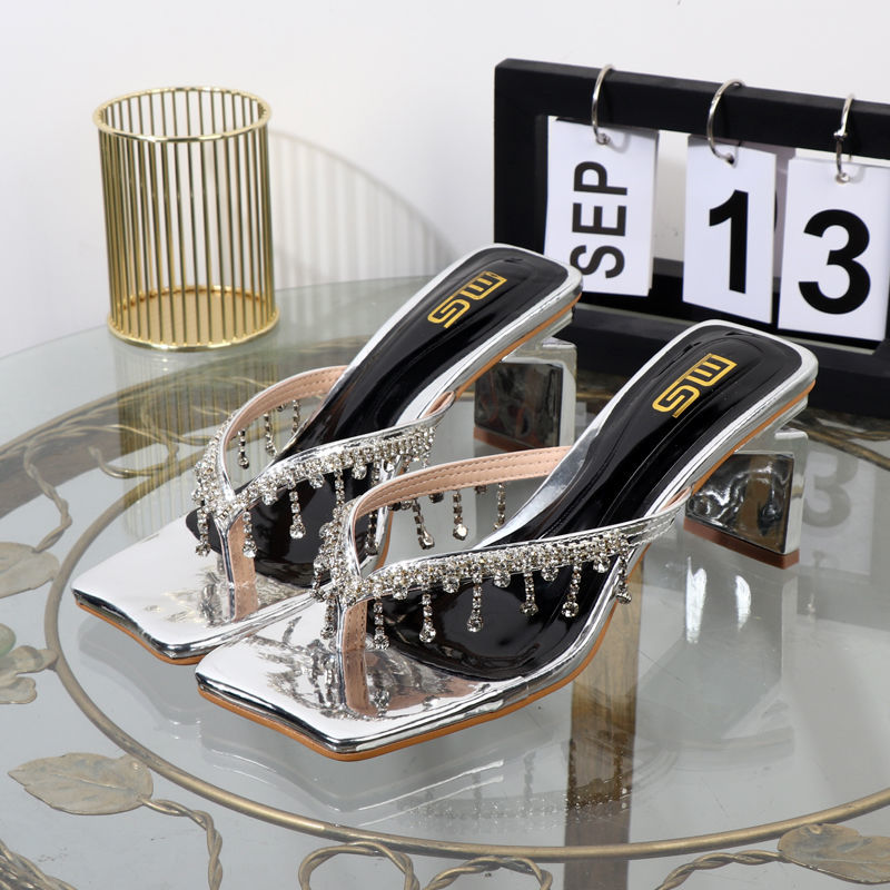 High 2023 Heels Women Sandals Outer Wear New Elegant Woman Heeled Female Pumps Open-Toed Women's Shoes Summer 's