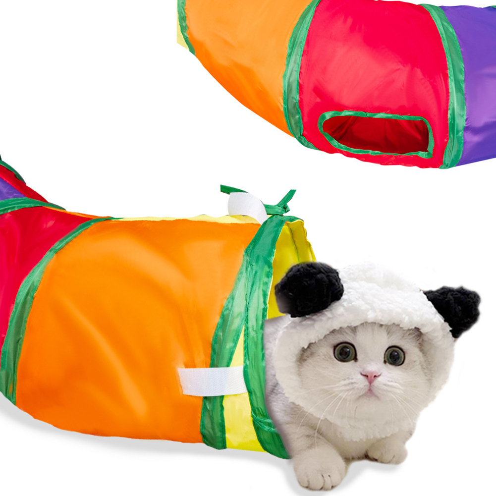 Cat Tunnels for Indoor Cats With Cube Tent Toy Combo Pop Up Collapsible Crinkle Interactive Peek Hole Cat Tube for Kitten Rabbit