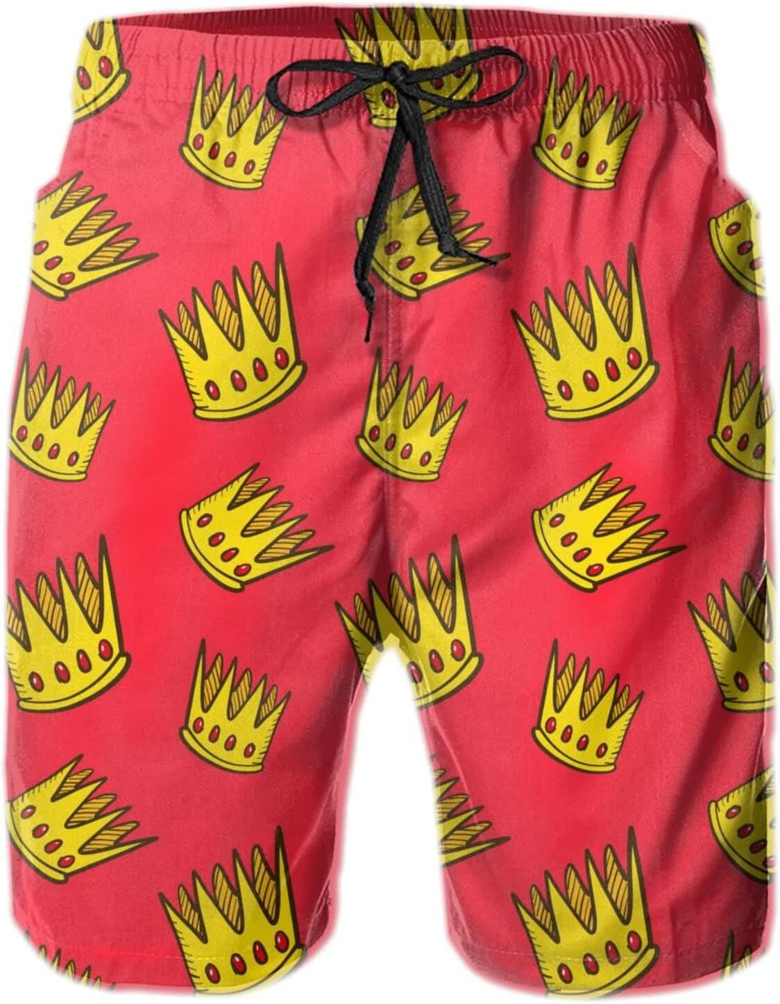 Mens Shorts 3D Printed Pattern Royal Crown Swim Trunks Quick Dry Fashion Beach Board Swimwear