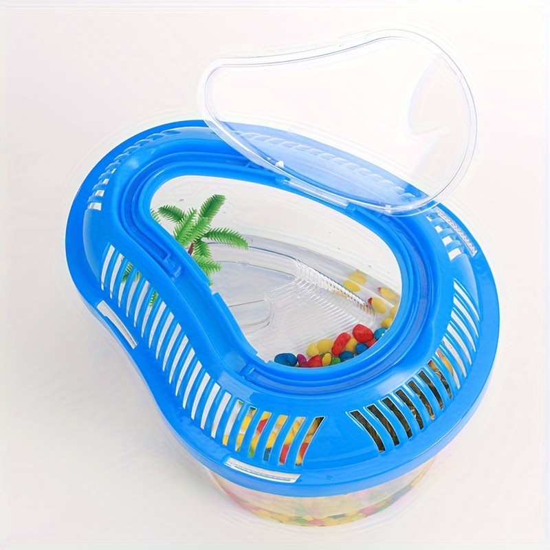 1PC Turtle Tank Plastic Transparent Belt Sun Drying Table, Household Ecological Tank, Turtle Outdoor Portable Breeding Box