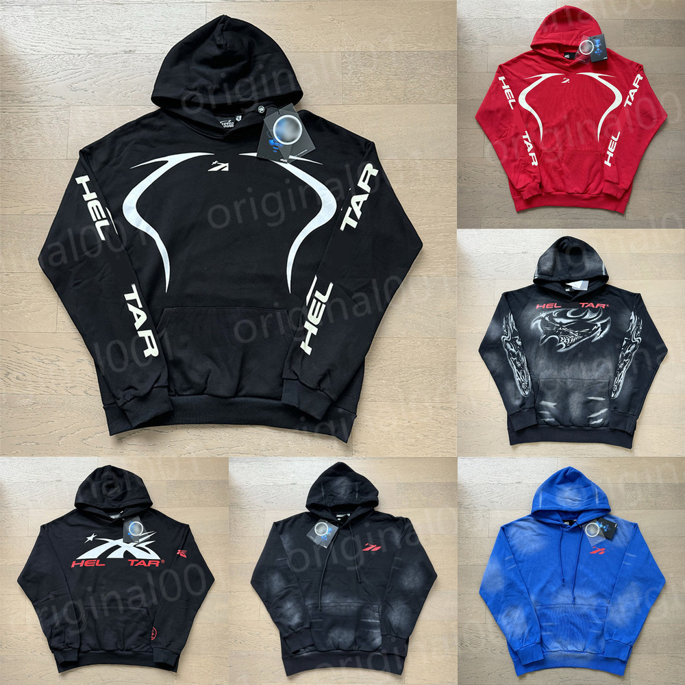 Mans hoodie hells quality Sweatshirt Starr High Street Washed Retro Street Graffiti Print Jumper Casual Loose Pullover Sweater Suit Unisex Streetwear Pants Top ny