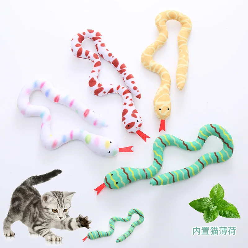 Snake Shape Interactive Cat Toy Bite-resistant Catnip Cat Toy Simulation Cat Toy Funny Self-hey Toy for Kitten Cat Supplies