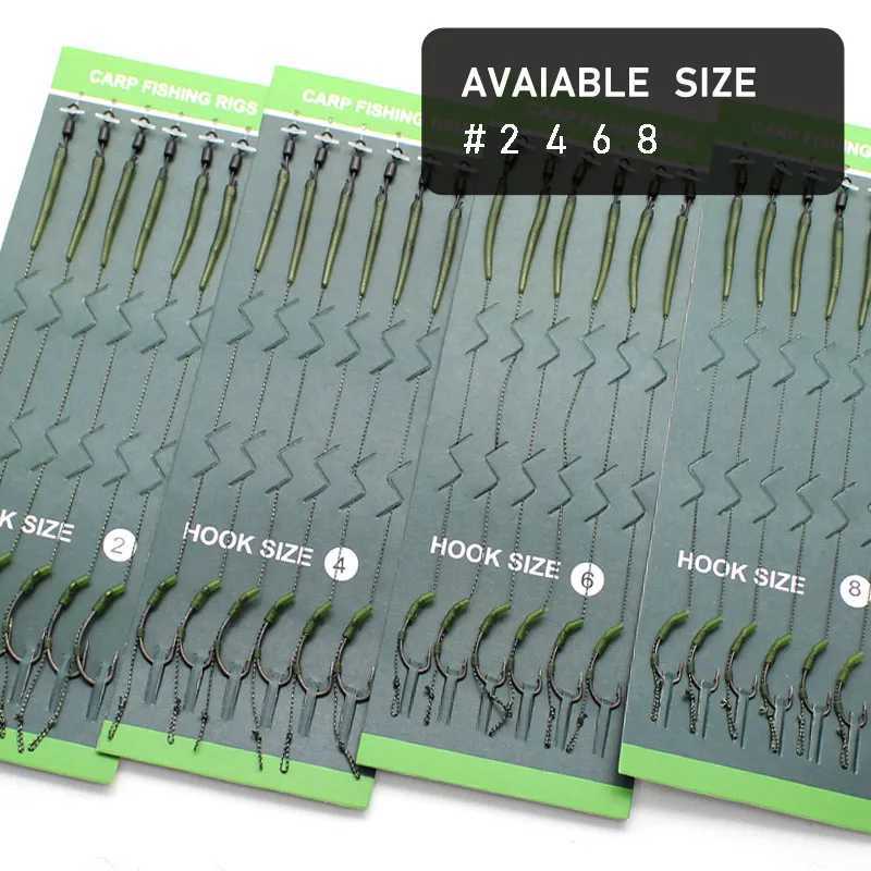 6 pieces of Carp fishing gear ready-made Carp hook size 2#4#6#8 fishing gear equipment accessories PescaW240903