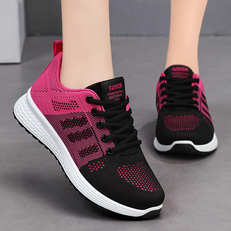New Sneaker Fashion Breathable Trainers Comfortable Sneakers New Mesh Fabric Lace Up Women's Tennis Shoes For Women a9f2 s