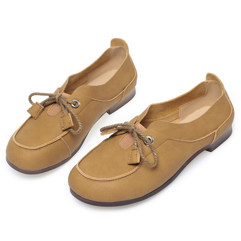Vintage AIYUQI 2024 New Casual Spring Ladies Round Toe Lace-up Genuine Leather Large Size Women's Shoes fb5a