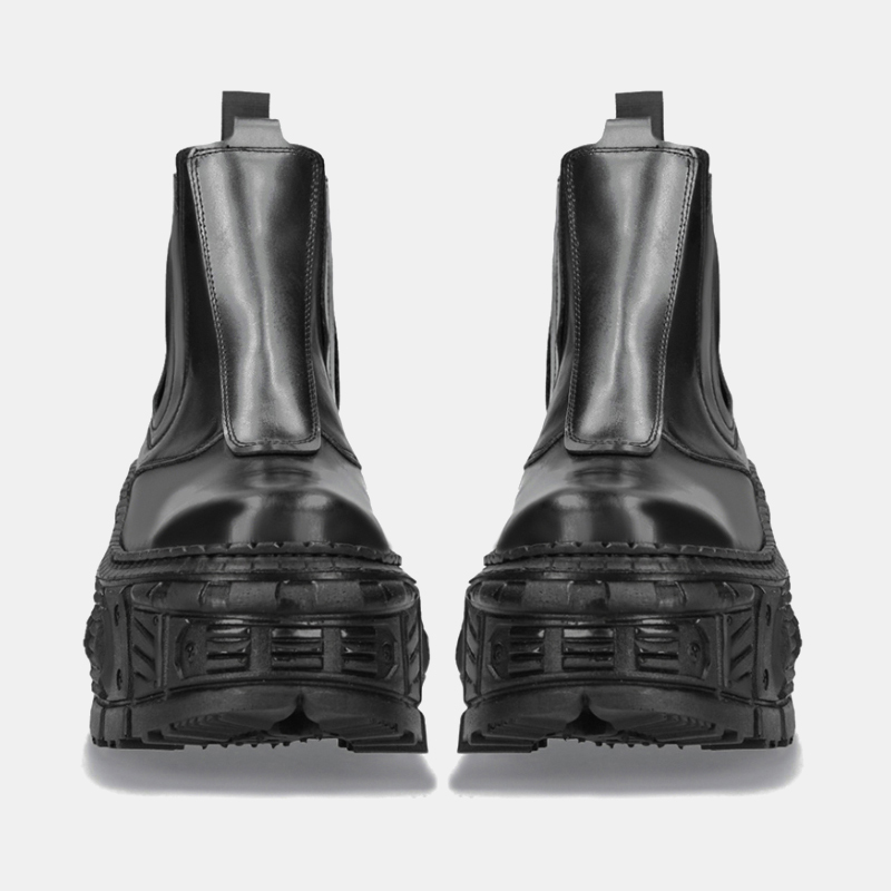 NEW Leather Men Retro Street Shooting Tank Bottom Dark Punk Muffin Bottom Small Leather Metal High-Top Platform Shoes Women