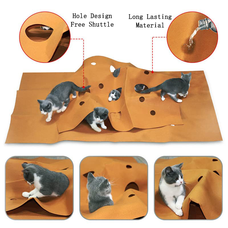 Cat Tunnel Jump Cat Agility Training Mat Maze Toys Kitten Activity Playing Felt Cushion Indoor Training Bite Pad Pet Supplies