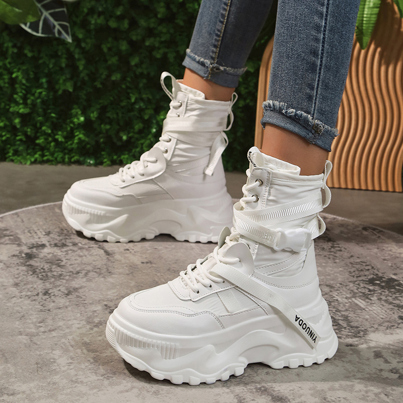 White Chunky Platform Ankle Woman 2024 Fashion Buckle Punk Motorcycle Boots for Women Thick Bottom Gothic Shoes Female