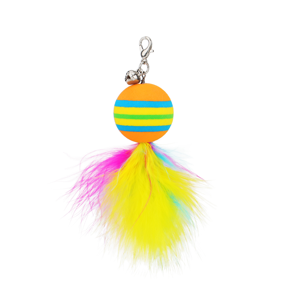 Funny Cat Stick Replacement Head Accessories Feather Colorful Leaves Ball Lovely Cats Play Pet Toy