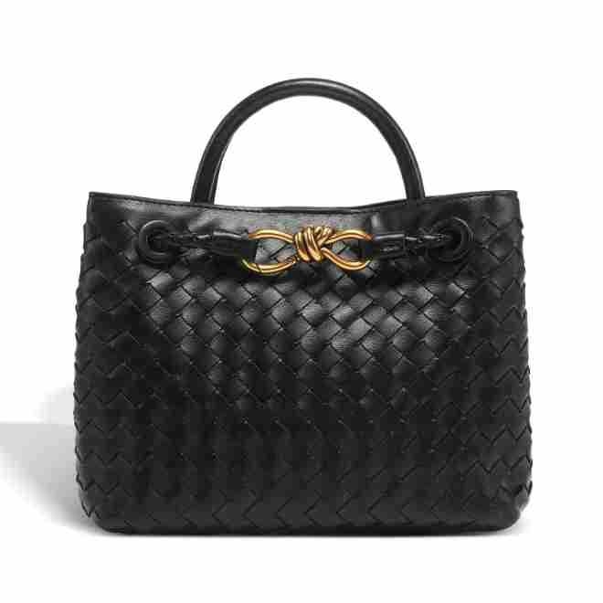 Bow metal rope genuine leather woven explosive versatile and simple tote 2025 new shoulder bag, hand-held large capacity retro women's bag