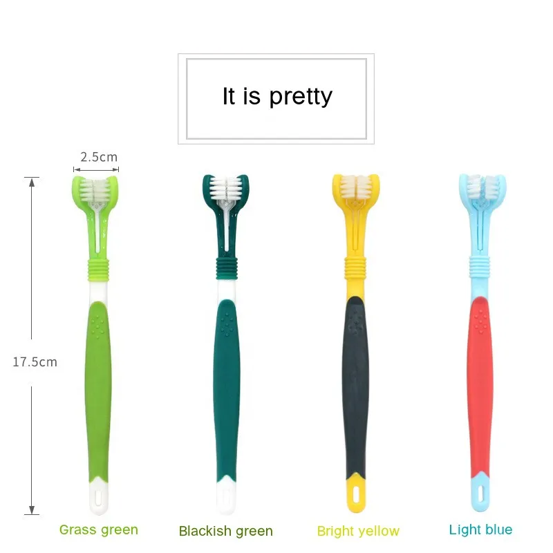 2025 new 3-Sided Dog Plastic Toothbrush Removing Bad Breath Tartar Pet Dental Care Cat Cleaning Mouth