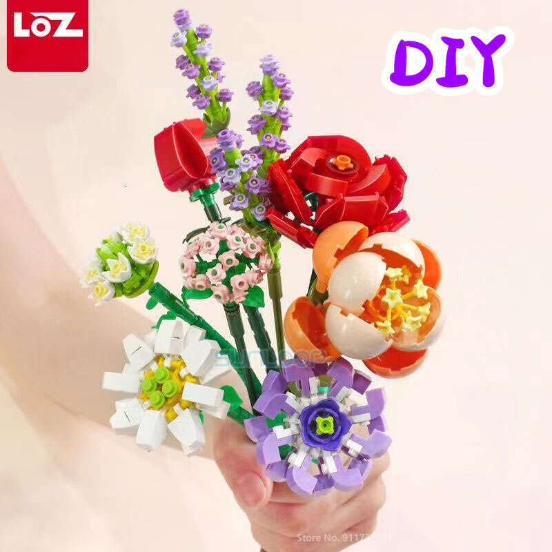 LOZ wer Bouquet Building Bloc Kit DIY wers Block Toys Valentine's Day Rose Bric Set Gift for Girls Friends adults