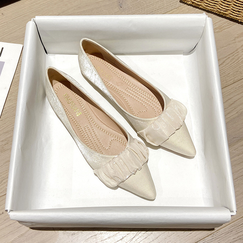 Fashion Toe Pointed Shallow Loafers Ladies 2025 Spring New Ballet Flat Women Retro Soft Sole Single Shoes EU36-42