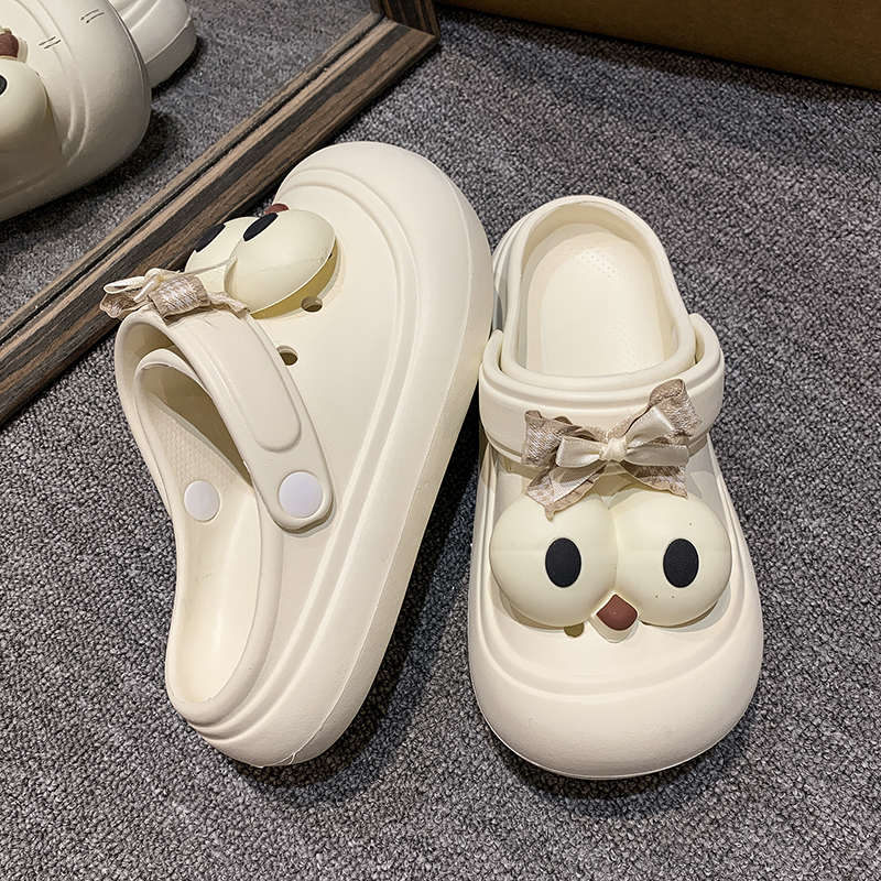 Shoes Female Summer Clogs Woman House Slippers Platform Cover Toe Slides Med 2024 Beach Flat Rubber Fabric Rome Basic PU 9006