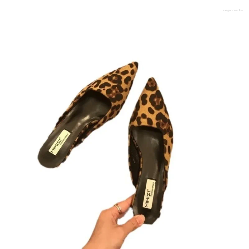 Leopard Print Mules Slippers hot | Pointed Toe, Low Heel Slide Sandals for Women
