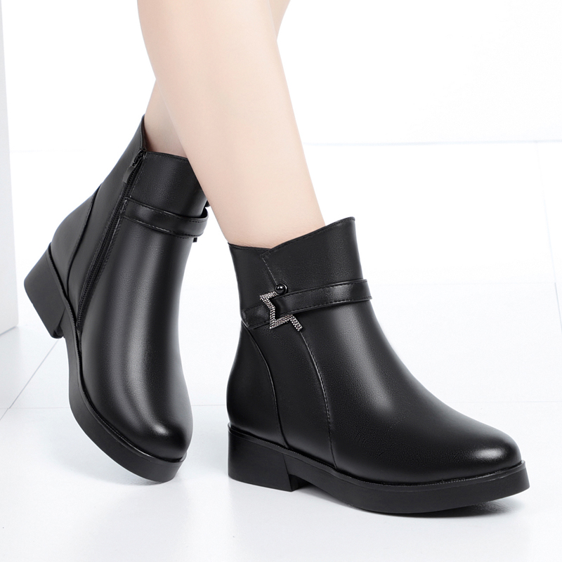 AIYUQI Mom Snow Boots Genuine Leather 2024 New Warm Wool Women's Winter Boots Large Size Non Slip Women's Ankle Boots