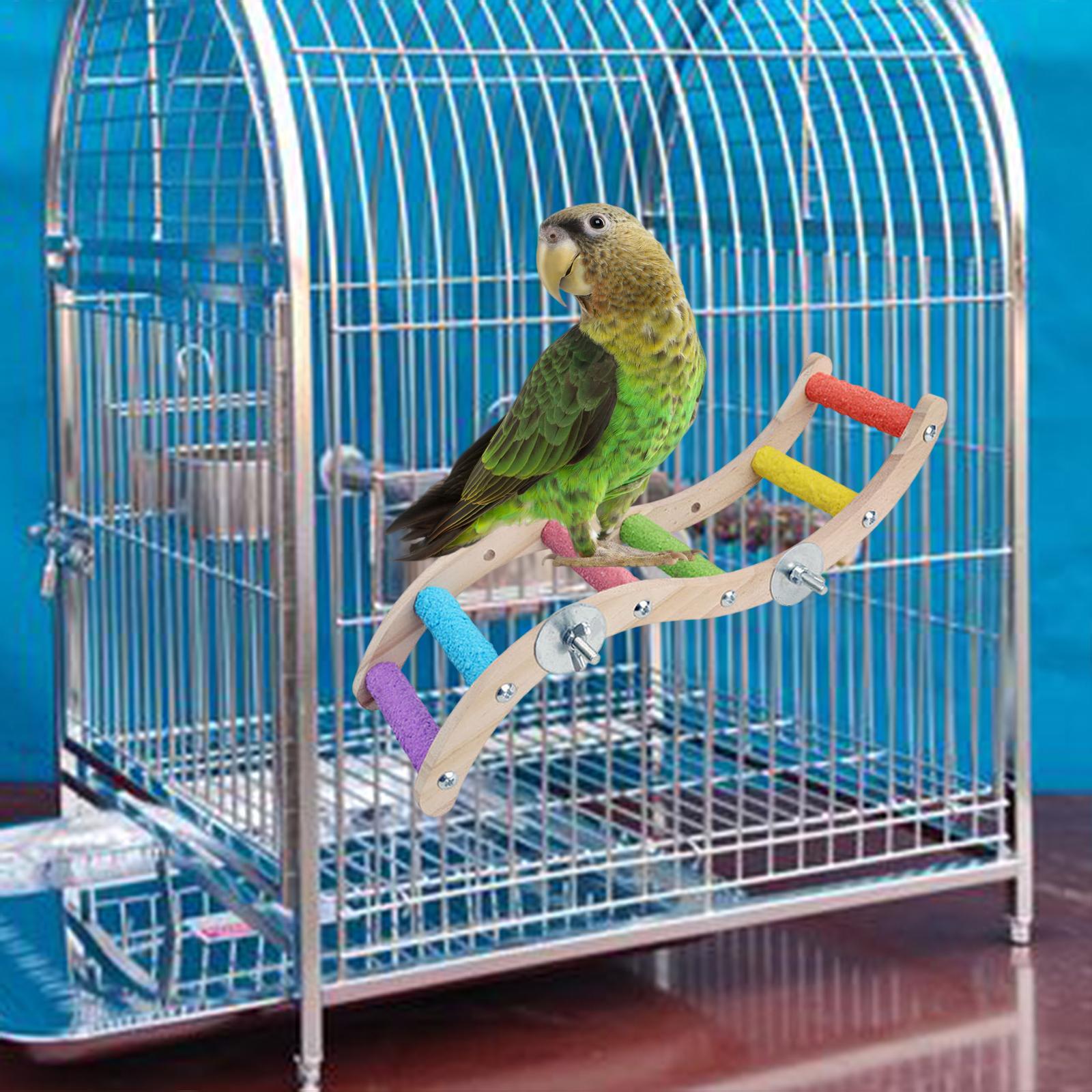 Bird Perches for Cage Claw Grinding Wood Cage Accessories Colorful Parrot Climbing Ladder for Budgies Finch Small Medium Parrot