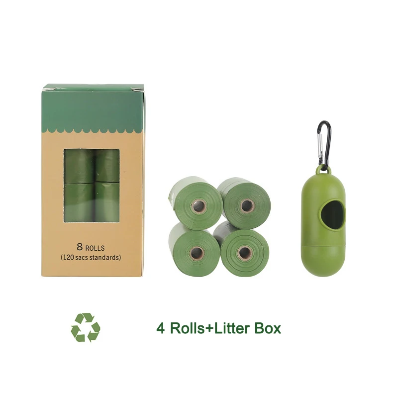 Pet Biodegradable Garbage Bags Eco-Friendly Portable Dog Poop Box Waste Bag Dispenser Lavender Fragrance 8/16/20 Rolls for Leash