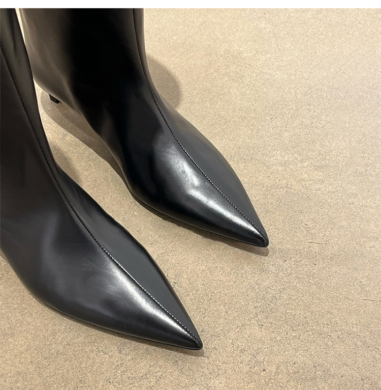 High Leather 2023Women New Female Pointed Thin Heel Ladies Ankle Short Boots Botas De Mujer a207