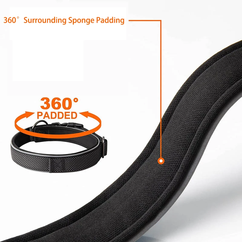 Reflective Nylon Dog Collar with Safety Buckle,Soft Padded Adjustable Heavy Duty Braided Dog Collars for Small Medium Large Dogs