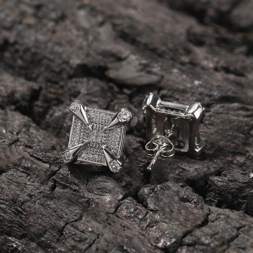 2024 Hip Hop Stud Earrings, Sterg Sier Rose Gold Filled Pave 5A CZ Dia Gemstones Dragon Claw Women's Wedding Earring Gift