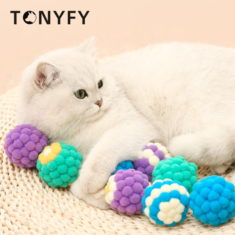 2026 New Plush Teasing Cat Toy Colorful Kitten Toys Molar Chew Playing Catch Interactive Bolus Small Ball Pet Supplies Free Shipping