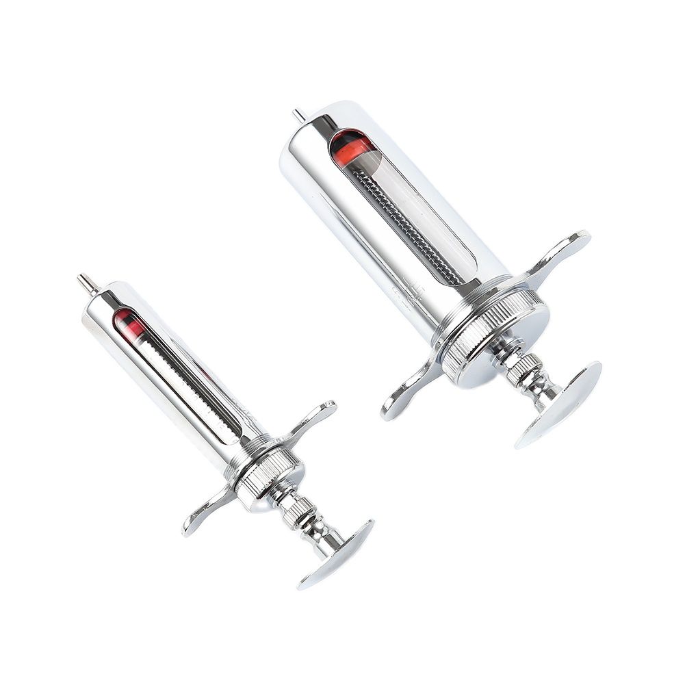 10ml/20ml /50ml Metal Syringe Stainless Steel Metal Pig Chicken Syringe Animal Veterinary Instruments Livestock Farm Cattle Prod