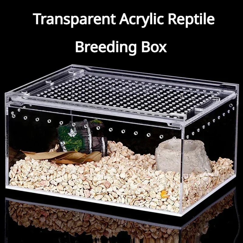 Reptile Habitat Acrylic Breeding Box Transparent Acrylic Leak-proof Cage Spider Lizard Snake Scorpion Habitat Insect Feeding Box