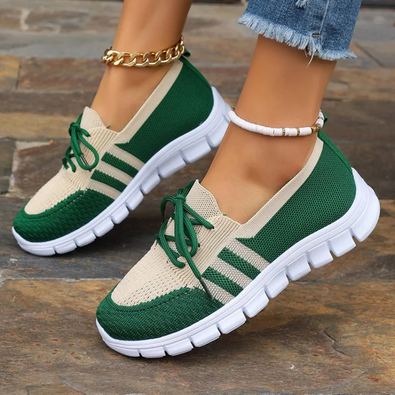 Women Knitted Platform Sneakers Women Spring Soft Thick Sole Sport Shoes Woman Design Breathable Running Shoes Plus Size 42